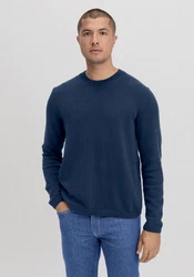 Hessnatur Strickpullover Dunkelblau/Blau