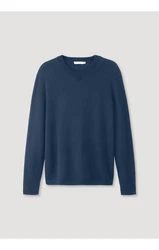 Hessnatur Strickpullover Dunkelblau/Blau