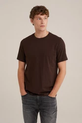 WE Fashion T-Shirt Dunkelbraun/Braun/Khaki