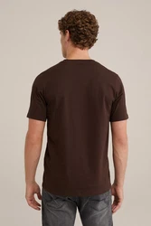 WE Fashion T-Shirt Dunkelbraun/Braun/Khaki