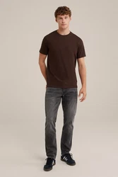 WE Fashion T-Shirt Dunkelbraun/Braun/Khaki