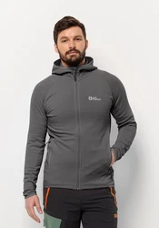 Jack Wolfskin Fleecejacke BAISELBERG HOODED FZ Dunkelgrau/Grau/Hellgrau
