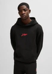 HUGO Hoodie Dlogolong Schwarz/Rot/Grün
