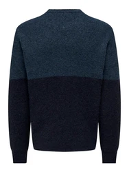 ONLY & SONS Strickpullover TEGAN Dunkelblau/Blau/Grau