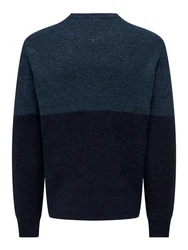 ONLY & SONS Strickpullover TEGAN Dunkelblau/Blau/Grau