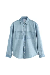 Jeanshemd Denim-Hemdjacke mit zwei Taschen (1-tlg)