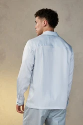 Next Langarmhemd EDIT Satinhemd Hellblau/Blau/Türkis