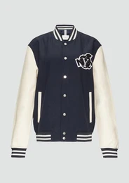 Allwetterjacke Collegejacke aus Twill und Lederimitat Artwork