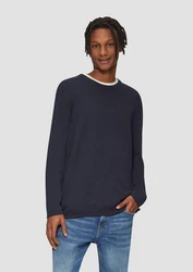 QS Rundhalspullover Casual Dunkelblau/Blau