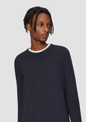 QS Rundhalspullover Casual Dunkelblau/Blau