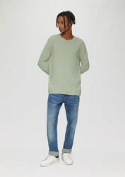 QS Rundhalspullover Casual Grün/Hellgrün