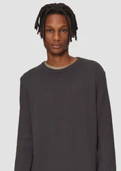 QS Rundhalspullover Casual Schwarz/Dunkelgrau