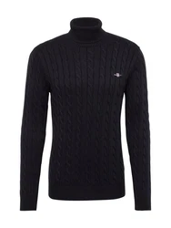 GANT Strickpullover Rollkragen-Regular Fit Schwarz