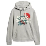 Superdry Herren Hoodie Tokyo VI Graphic Hoodie Cracked/Cracked Print/einfarbig Hellgrau