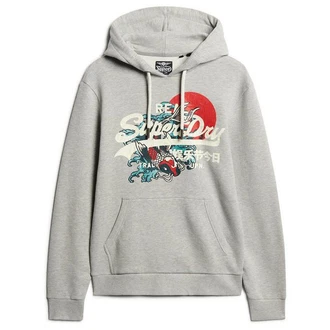 Superdry Herren Hoodie Tokyo VI Graphic Hoodie Cracked/Cracked Print/einfarbig Hellgrau