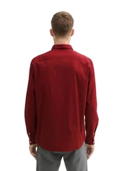 TOM TAILOR Hemd Langarmhemd STRETCH POPLIN Dunkelrot/Rot/Bordeaux
