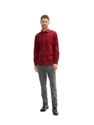 TOM TAILOR Hemd Langarmhemd STRETCH POPLIN Dunkelrot/Rot/Bordeaux