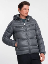 Steppjacke Gesteppte Winterjacke fr Herren mit dekorativen Reiverschlssen