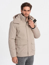 Winterjacke Wattierte Herrenjacke mit Kapuze