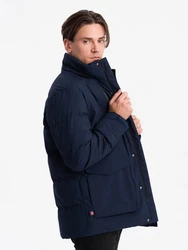 Ombre Winterjacke mit abnehmbarer Kapuze und Cargotaschen Dunkelblau/Blau