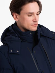 Ombre Winterjacke mit abnehmbarer Kapuze und Cargotaschen Dunkelblau/Blau