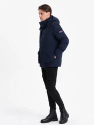 Ombre Winterjacke mit abnehmbarer Kapuze und Cargotaschen Dunkelblau/Blau