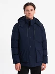 Ombre Winterjacke mit abnehmbarer Kapuze und Cargotaschen Dunkelblau/Blau