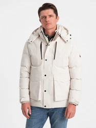 Ombre Winterjacke mit abnehmbarer Kapuze und Cargotaschen black