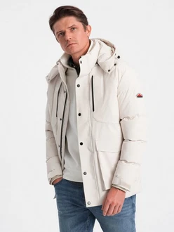 Ombre Winterjacke mit abnehmbarer Kapuze und Cargotaschen black