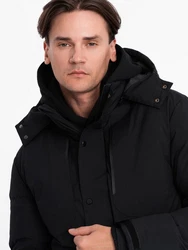 Ombre Winterjacke mit abnehmbarer Kapuze und Cargotaschen Schwarz
