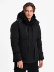 Ombre Winterjacke mit abnehmbarer Kapuze und Cargotaschen Schwarz