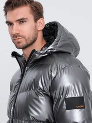OMBRE Winterjacke Herrenjacke Grau/Dunkelgrau/Silber