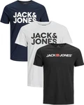 Jack & Jones T-Shirt Stilvolles Shirt mit Printdruck (3er-Pack) Schwarz/Dunkelblau/Hellblau