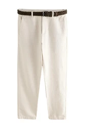 Next Chinohose mit Gürtel Khaki/Beige/Weiß