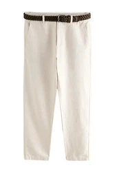 Next Chinohose mit Gürtel Khaki/Beige/Weiß