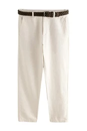Chinohose Chinohose mit Grtel aus Leinenmischfaser (1-tlg)