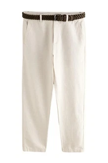 Next Chinohose mit Gürtel Khaki/Beige/Weiß
