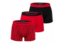 Emporio Armani Herren Trunks 3er Pack Pure Cotton Boxershorts Rot/Schwarz