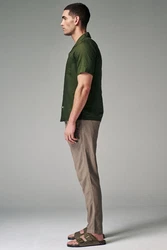 Next Slim Fit Hose mit Kordelzug aus Leinenmischung Khaki/Beige/Braun