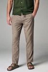 Next Slim Fit Hose mit Kordelzug aus Leinenmischung Khaki/Beige/Braun