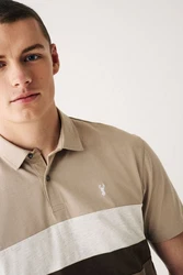 Next Poloshirt mit breitem Bruststreifen Braun/Beige/Khaki