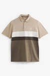Next Poloshirt mit breitem Bruststreifen Braun/Beige/Khaki