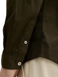 TOM TAILOR Hemd Langarmhemd STRETCH POPLIN Khaki/Dunkelgrün