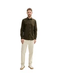 TOM TAILOR Hemd Langarmhemd STRETCH POPLIN Khaki/Dunkelgrün TOM TAILOR Hemd Langarmhemd STRETCH POPLIN Khaki/Dunkelgrün