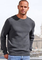 John Devin Strickpullover Strukturstrick Dunkelgrau/Dunkelblau/Grau