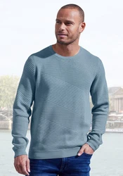 John Devin Strickpullover Strukturstrick Blau/Grau/Hellblau/Dunkelblau