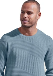 John Devin Strickpullover Strukturstrick Blau/Grau/Hellblau/Dunkelblau