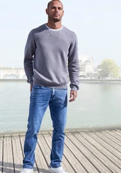 John Devin Strickpullover Strukturstrick Grau/Dunkelgrau/Hellgrau