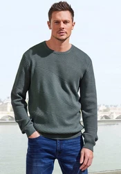 John Devin Strickpullover Strukturstrick Grün/Türkis