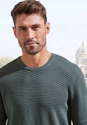 John Devin Strickpullover Strukturstrick Grün/Türkis
